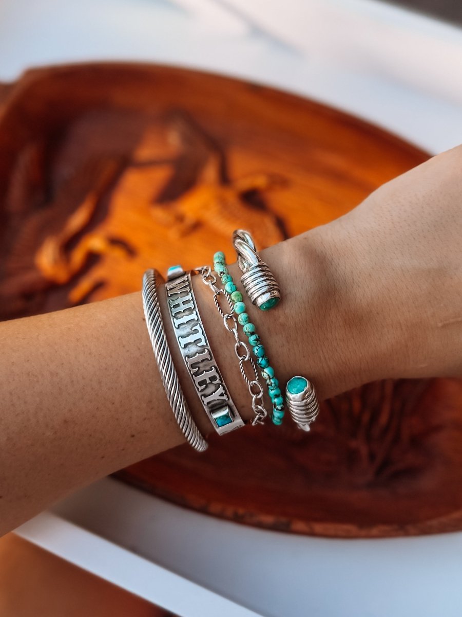 Wylie Turquoise Cable Cuff Bracelet (Large)