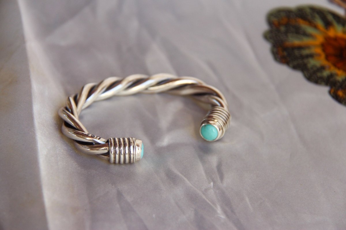Wylie Turquoise Cable Cuff Bracelet (Large)