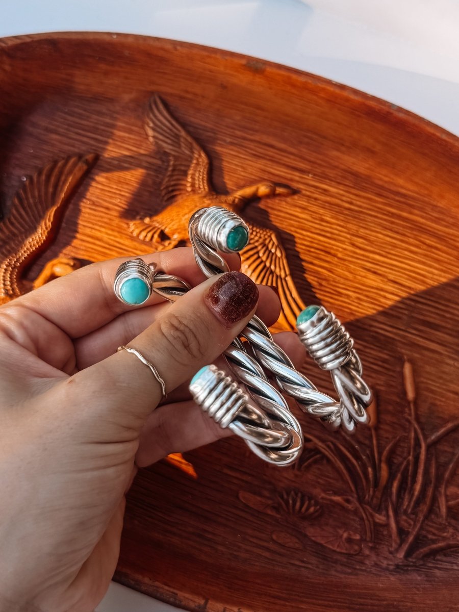 Wylie Turquoise Cable Cuff Bracelet (Large)
