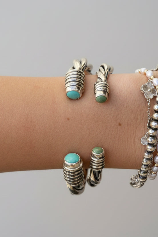 Wylie Turquoise Cable Cuff Bracelet (Large)