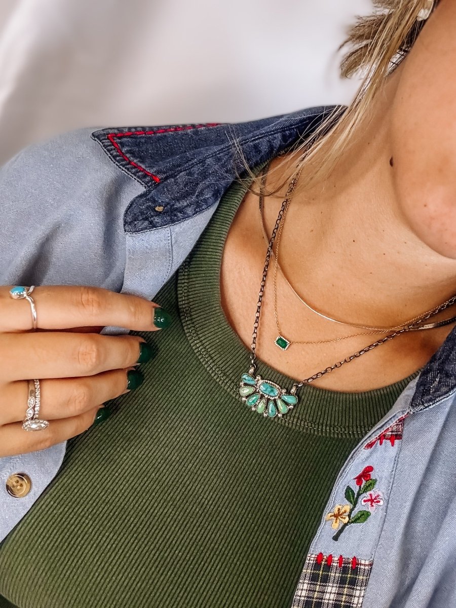 Yantis Turquoise Half Cluster Necklace