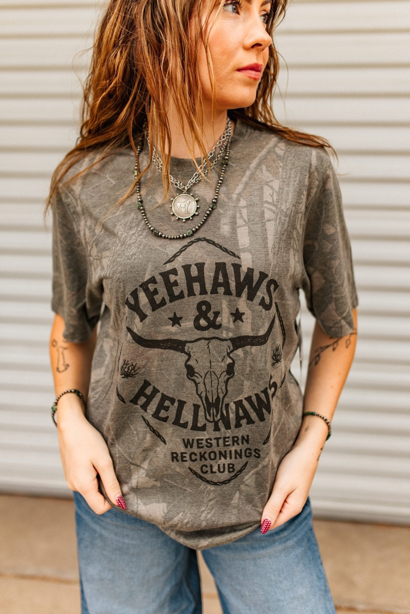Yeehaws And Hellnaws RealTree Camo Graphic Tee