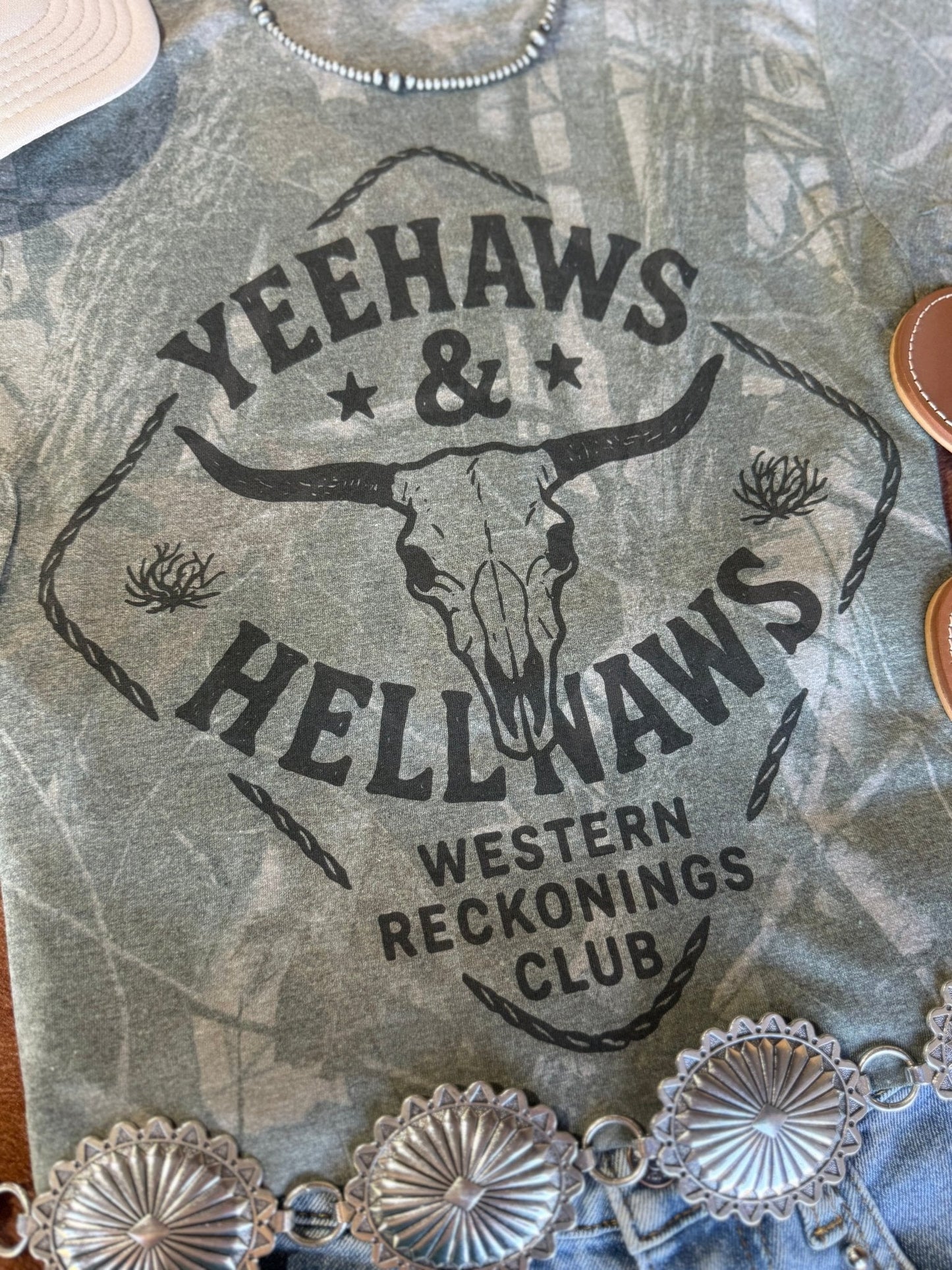 Yeehaws And Hellnaws RealTree Camo Graphic Tee