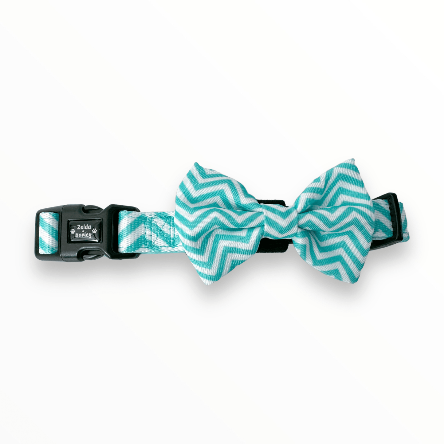 Zig Zag Wag Dog Collar & Free Bow Tie - Pastel Green