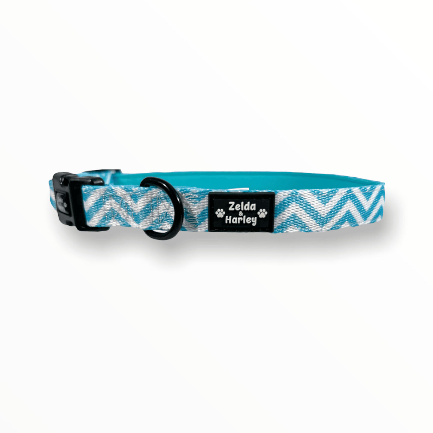 Zig Zag Wag Dog Collar - Pastel Blue & Free Bow Tie
