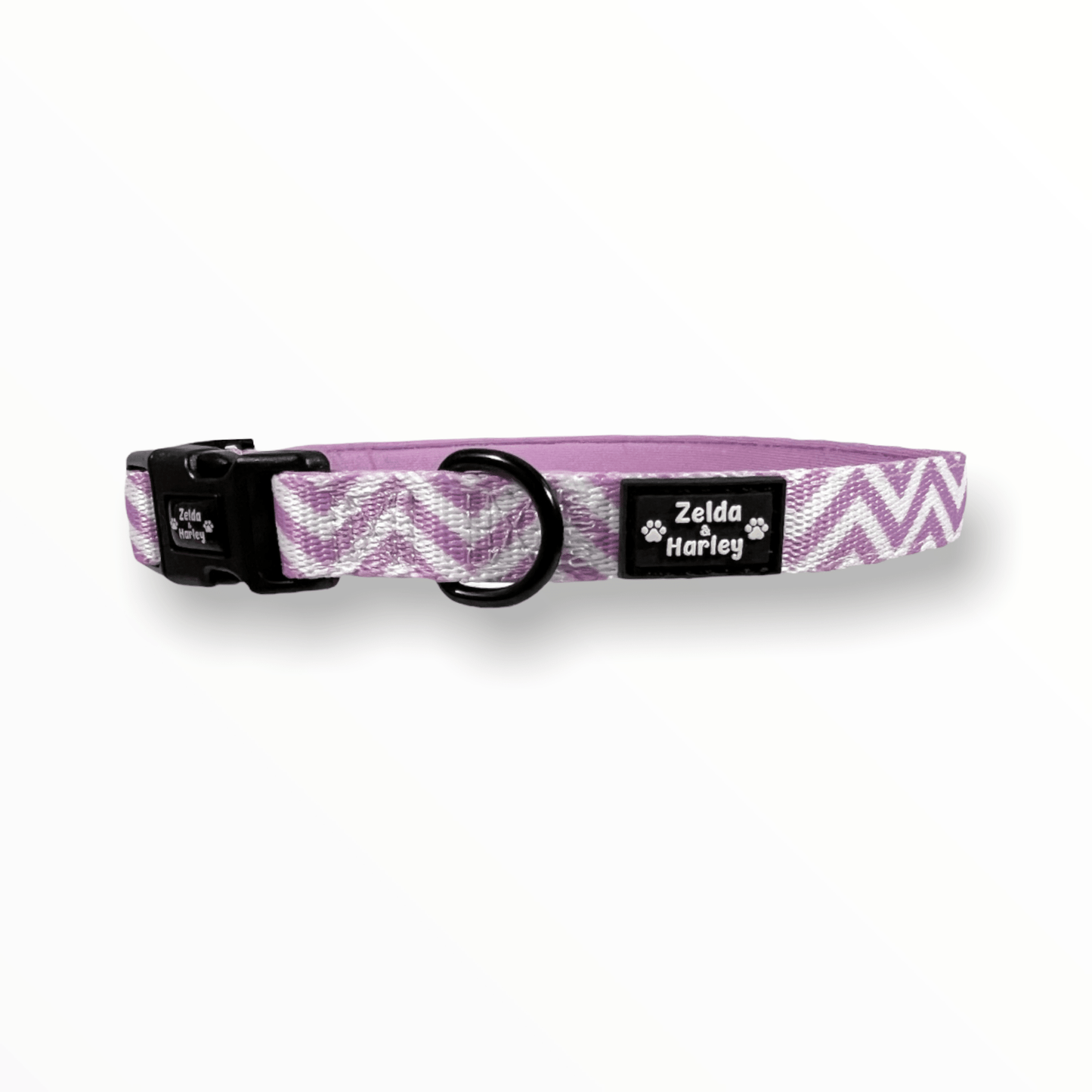 Zig Zag Wag Dog Collar & Free Bow Tie - Pastel Purple