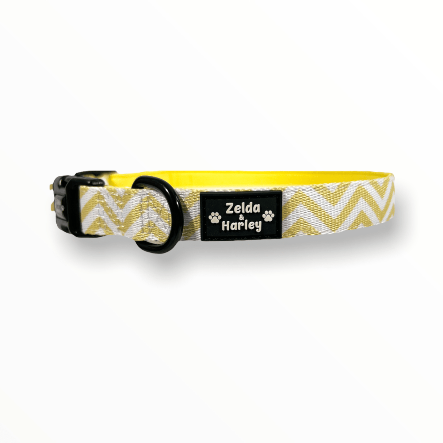 Zig Zag Wag Dog Collar & Free Bow Tie - Pastel Yellow